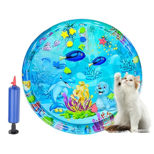 Bpoeee Pet Water Bed, Thickened Anti-Scratch Design Water Pet Pads, Cooling Mat for Dogs and Cat, Cat Water Mat with Fish for Pets Playing Sleeping (40IN-A) von Bpoeee