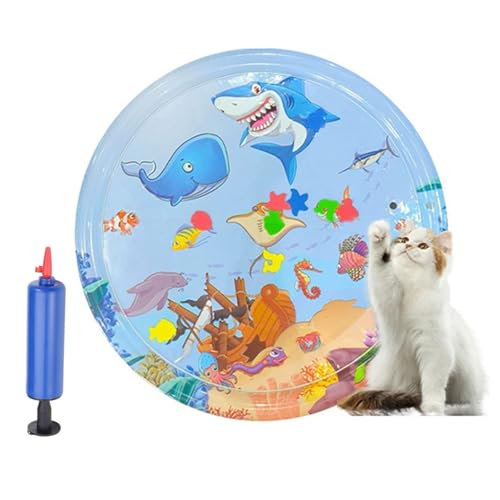 Bpoeee Pet Water Bed, Thickened Anti-Scratch Design Water Pet Pads, Cooling Mat for Dogs and Cat, Cat Water Mat with Fish for Pets Playing Sleeping (40IN-B) von Bpoeee