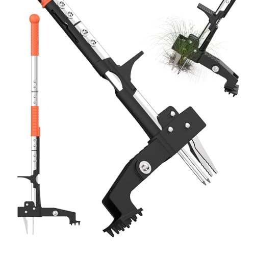 Unkrautabziehwerkzeug, Garten Stand-Up Unkrautabzieher mit ergonomischem 100CM langem Griff und 4 hochfesten Edelstahlkrallen, leicht Unkraut entfernen, ohne zu biegen, zu ziehen oder zu knien. von Bprtcra