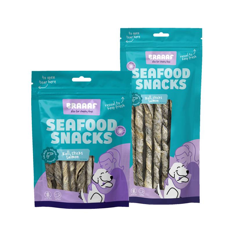 Braaaf Fischsnack Lachs-Rolle Twister - 12 cm - 175 g von Braaaf