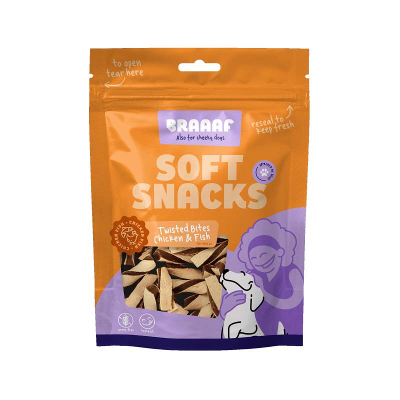 Braaaf Gedrehte Bites mit Huhn und Fisch - 85 g von Braaaf