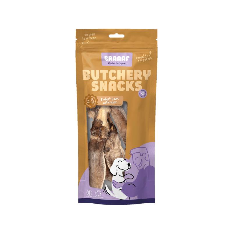 Braaaf Kaninchenohren mit Haar - 80 g von Braaaf