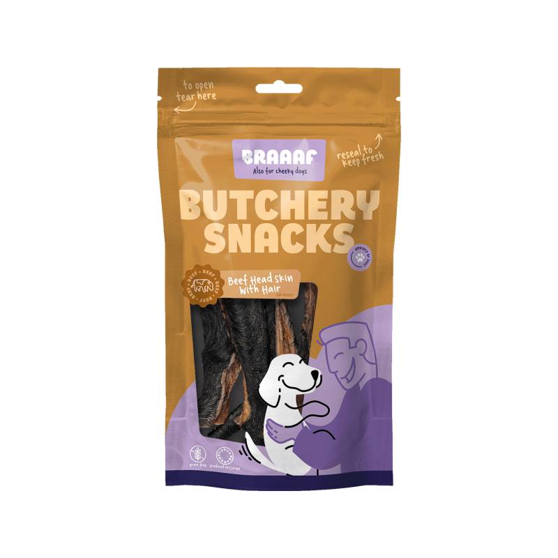 Braaaf Rinderkopfhaut mit Haar - 150 g von Braaaf