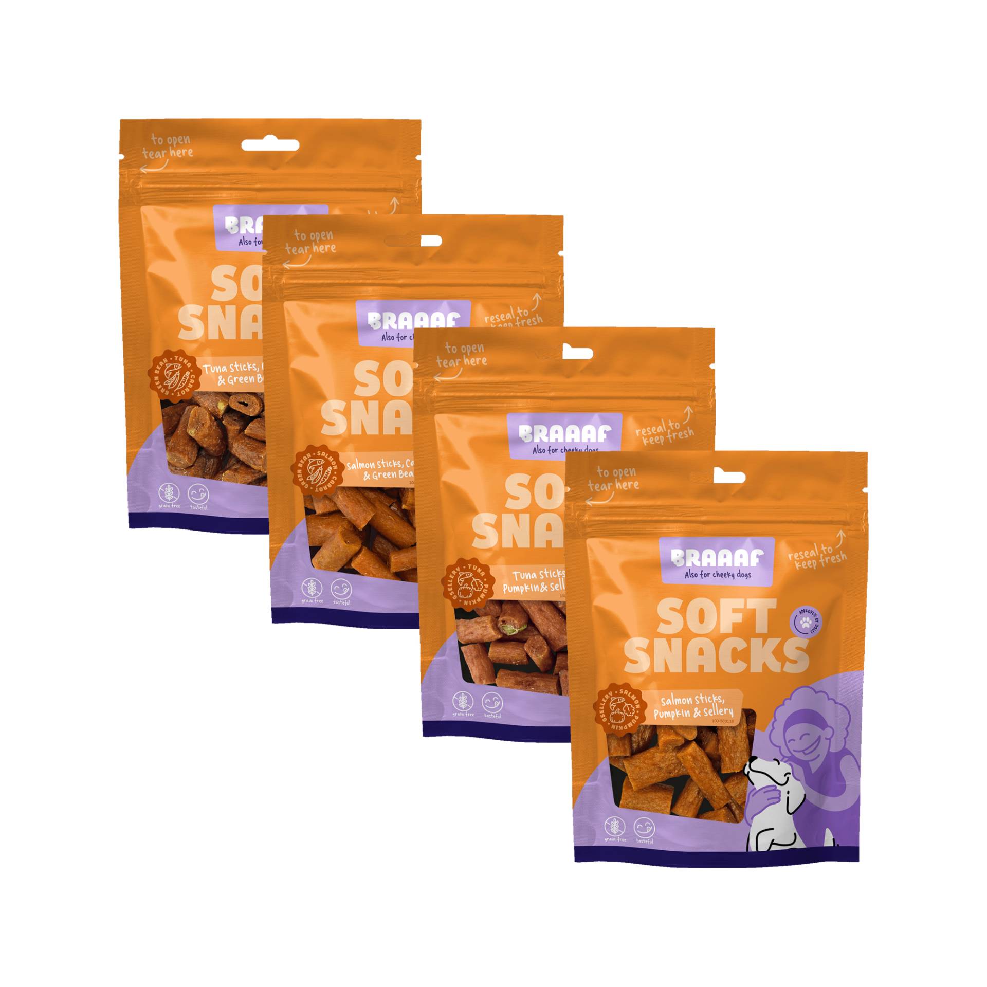 Braaaf Snack - Lachsstange - 2,5 x 0,5 cm - Karotte und grüne Bohne Braaaf Snack - Lachsstange - 2,5 x 0,5 cm - Karotte und grüne Bohne von Braaaf