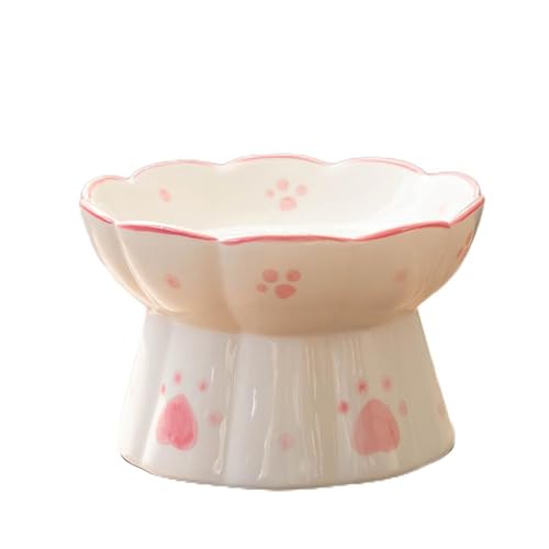 BradOc Erhöhte Keramiknäpfe für Haustiere, Wassernapf für Katzen Zum Stressabbau Bei Ermüdung Der Schnurrhaare, Futternapf für Kleintiere,Rosa von BradOc