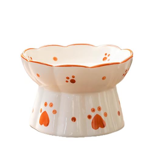 BradOc Erhöhte Keramiknäpfe für Haustiere, Wassernapf für Katzen Zum Stressabbau Bei Ermüdung Der Schnurrhaare, Futternapf für Kleintiere,Rot von BradOc