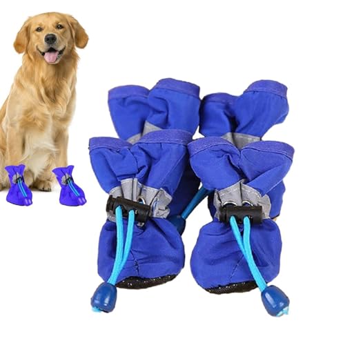 BradOc wasserdichte Hundeschuhe, 4 Stück Hunde-Regenstiefel, Hundeschuhe, Hundestiefel und Pfotenschutz mit verstellbarem Kordelzug für heißes Pflaster,1,1# von BradOc