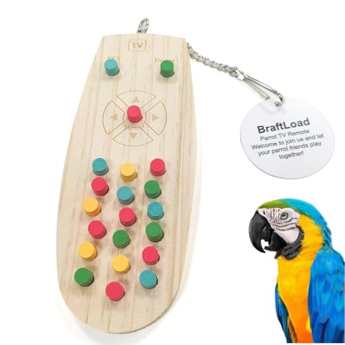 BraftLoad Papageien TV Romote Spielzeug für Vögel zum Kauen und Spielen Vögel Kauspielzeug Mehrfarbig Holz Papageien Spielzeug von BraftLoad