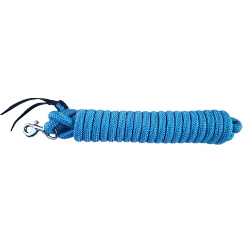 Brama West Bodenarbeitsseil Pferd Westernrope 7,5 m – Training, Horsemanship & Führübungen – langlebig, griffig mit Lederimpulsen (Blau) von Brama West