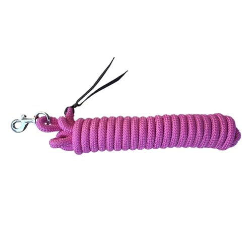 Brama West Bodenarbeitsseil Pferd Westernrope 7,5 m – Training, Horsemanship & Führübungen – langlebig, griffig mit Lederimpulsen (Pink) von Brama West
