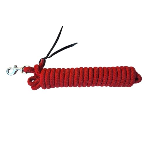 Brama West Bodenarbeitsseil Pferd Westernrope 7,5 m – Training, Horsemanship & Führübungen – langlebig, griffig mit Lederimpulsen (Rot) von Brama West