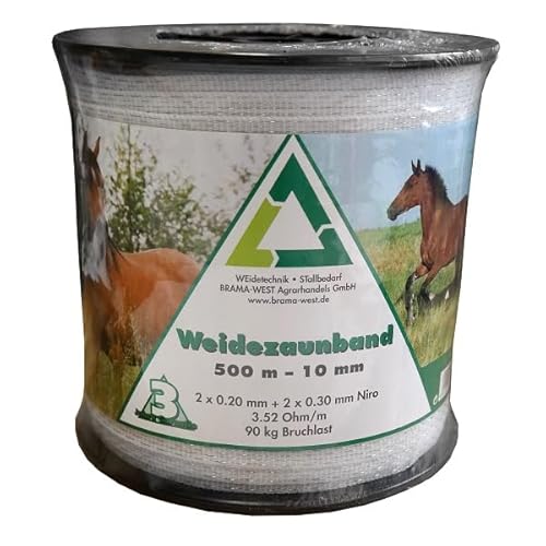 Brama West Breitband Weidezaunband 500m x 10 mm Elektrozaun Band Elektroband Pferdeband von Brama West