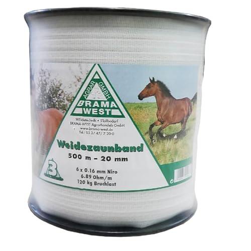 Brama West Breitband Weidezaunband 500m x 20 mm Elektrozaun Band Elektroband von Brama West