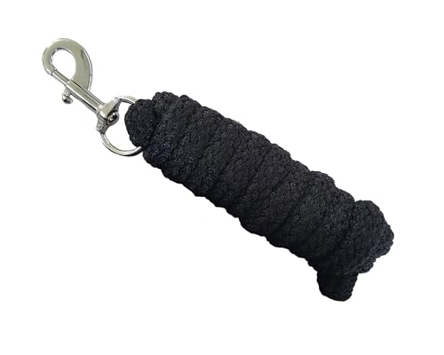Brama-West Führstrick Pferd 2m - Robuster Strick mit silbernem Karabinerhaken - Sicheres Anbindeseil für Pferd, Pony, Esel & Stall - Schwarz (Schwarz, 1 Stück) von Brama West
