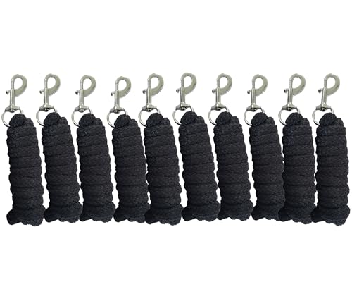 Brama-West Führstrick Pferd 2m - Robuster Strick mit silbernem Karabinerhaken - Sicheres Anbindeseil für Pferd, Pony, Esel & Stall - Schwarz (Schwarz, 10er Set) von Brama West