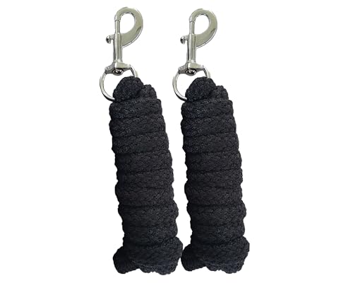 Brama-West Führstrick Pferd 2m - Robuster Strick mit silbernem Karabinerhaken - Sicheres Anbindeseil für Pferd, Pony, Esel & Stall - Schwarz (Schwarz, 2er Set) von Brama West