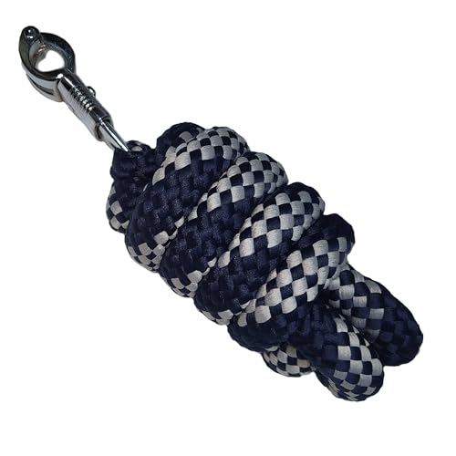 Brama-West Führstrick Soft & Dick - Anbindestrick für Pferde, Ponys, Shettys - Panikhaken - ca.180cm - Navy/Silber von Brama West
