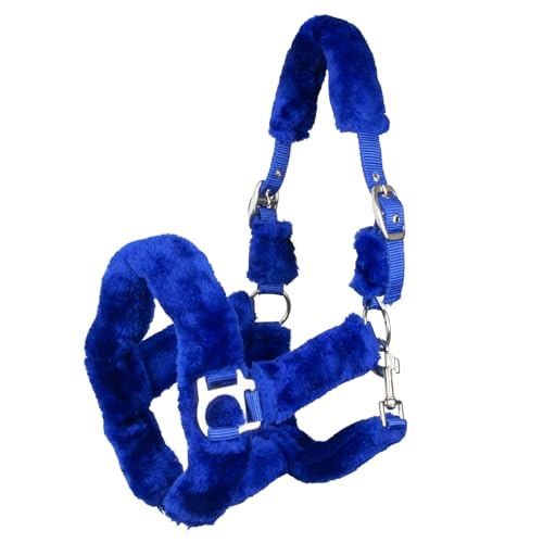 Brama West Halfter Pferd Arktis mit weichem Teddy-Kunstfell - Plüschhalfter (Blau, Pony) von Brama West