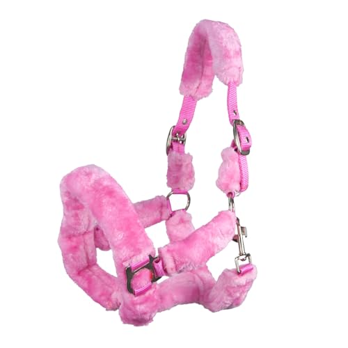 Brama West Halfter Pferd Arktis mit weichem Teddy-Kunstfell - Plüschhalfter (Pink, Cob) von Brama West