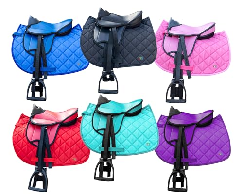 Brama West Kinder Shetty Sattel Set „My Little Pony“ | Sattel für Shetty Pony Holzpferd Plüschpferd | mit Satteldecke, Sattelgurt, Steigbügel & Steigbügelriemen - Türkis von Brama West
