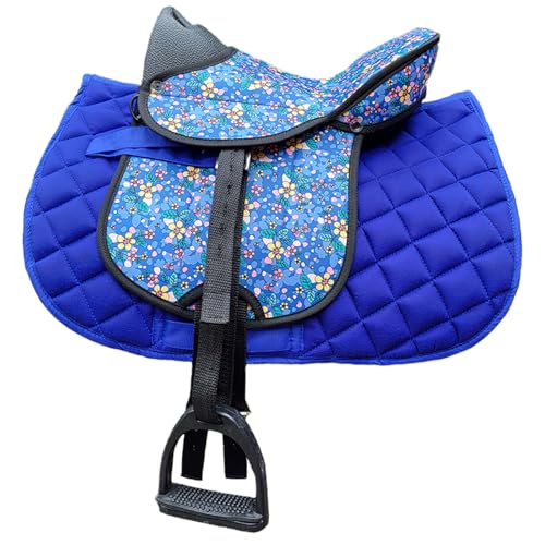 Brama West Kinder Shetty Sattel Set „My Little Pony“ | Sattel für Shetty Pony Holzpferd | mit Satteldecke, Sattelgurt, Steigbügel & Steigbügelriemen | Sattel Flower (Flower-Blau) von Brama West