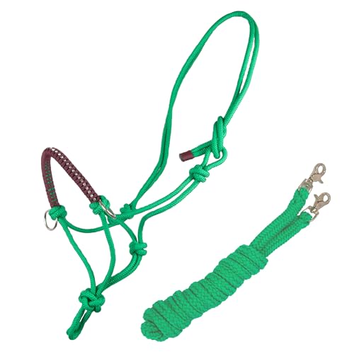 Brama West Knotenhalfter mit Zügel für Pferde - mit Snap-Karabiner und Strass - Grün/Braun, Gr. Pony Brama West Knotenhalfter mit Zügel für Pferde - mit Snap-Karabiner und Strass - Grün/Braun, Gr. Pony von Brama West
