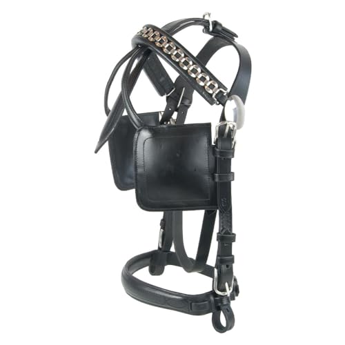 Brama West Pferde Fahrzaum mit Scheuklappen - Fahrkopfstück - schwarz - Gr. Pony von Brama West