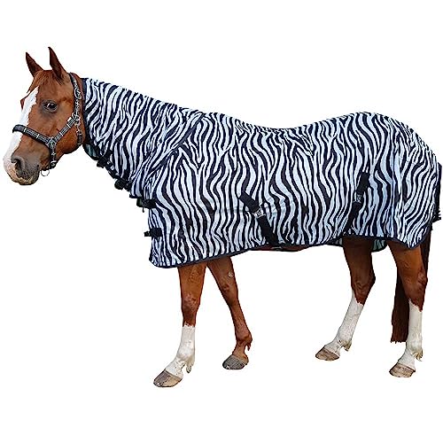 Brama-West Pferde Fliegendecke mit Halsteil Zebra Schutz vor Insekten Outdoor Pferdedecke, schwarz/weiß Gr.115 von Brama West