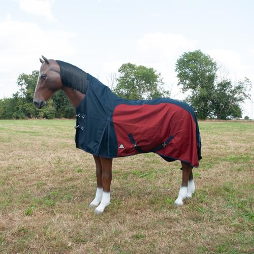 Brama-West Regendecke Pferd Zuzi - Turnout 1200D - Winterdecke mit Highneck - Wasserdicht - Farbe Rot/Navy, Größe 105 cm von Brama West