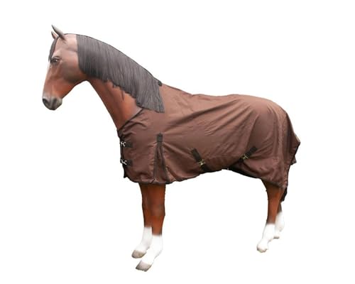 Brama-West Regendecke Rain für Pferde - mit High Neck & Fleece Futter - 1680DEN - Wasserdicht - Braun - Gr. 125cm von Brama West