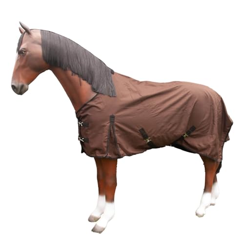 Brama-West Regendecke Rain für Pferde - mit High Neck & Fleece Futter - 1680DEN - Wasserdicht - Braun - Gr. 155cm von Brama West