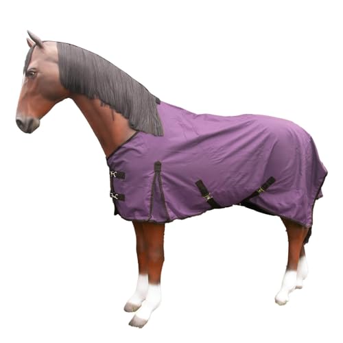 Brama-West Regendecke Rain für Pferde - mit High Neck & Fleece Futter - 1680DEN - Wasserdicht - Lila - Gr. 145cm von Brama West