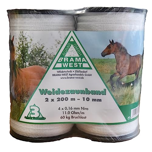 Brama West Weidezaunband 2 x 200 m x 10 mm Elektrozaun Band Elektroband Pferdeband Brama West Weidezaunband 2 x 200 m x 10 mm Elektrozaun Band Elektroband Pferdeband von Brama West