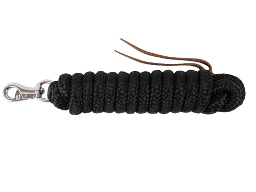 Brama-West Bodenarbeitsseil Bodenleine - mit Bull-Snap & Lederklatsche - Westernrope - 4 Meter - Schwarz von Brama West