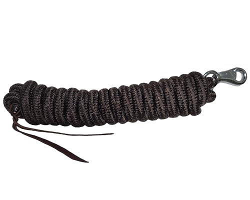 Brama-West Western Bodenarbeitsseil Bodenleine Pferd - Länge 4,5m - Mit Bullsnap Karabiner & Lederklatsche - Braun Brama-West Western Bodenarbeitsseil Bodenleine Pferd - Länge 4,5m - Mit Bullsnap Karabiner & Lederklatsche - Braun von Brama West