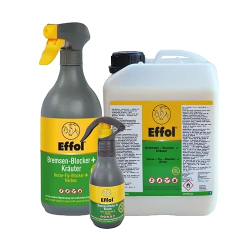 Effol Bremsen Blocker Fliegenschutz-Set | 2,5L Nachfüllkanister + 500ml Sprühflasche + 125ml Mini | GRATIS Fliegenmaske | Starker Schutz vor Bremsen & Mücken | Für unterwegs & Stall (XFull) von Brama West