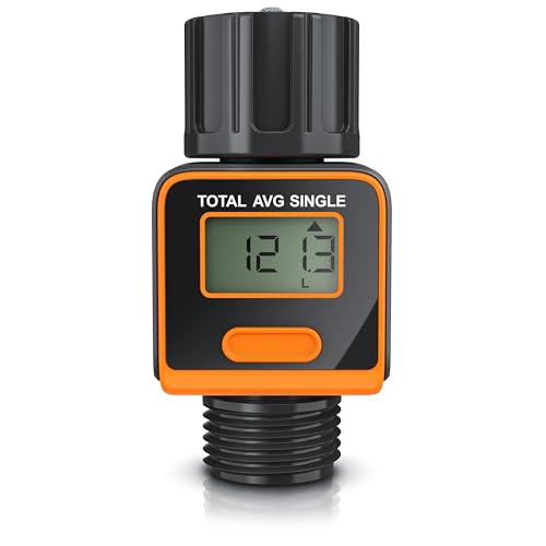 Brandson - Wasserzähler Wasseruhr digital - Durchflussmesser - praktische Wasseruhr für den Garten - 4 Modi zur Kontrolle des Wasserverbrauchs - Wassermengenzähler - Innen- und Außeneinsatz von Brandson