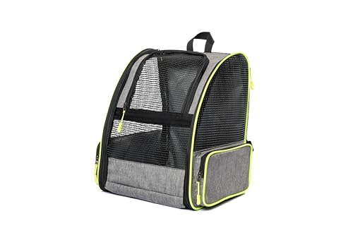 Brave Paws Haustier Rucksack für Katzen & kleine Hunde – Transporttasche mit Netzfenstern & Seitentaschen, atmungsaktiv, faltbar, robust, Reiserucksack bis 10 kg – mit Sichtfenster (Grau) von Brave Paws