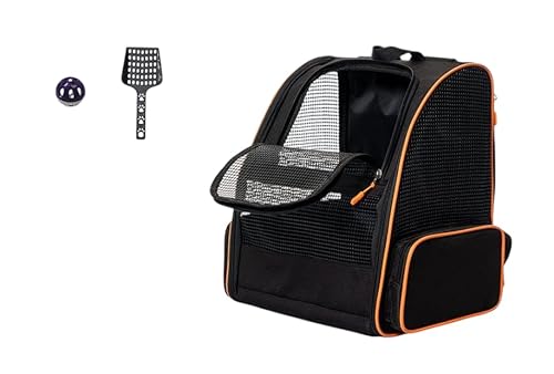 Brave Paws Haustier Rucksack für Katzen & kleine Hunde – Transporttasche mit Netzfenstern & Seitentaschen, atmungsaktiv, faltbar, robust, Reiserucksack bis 10 kg – mit Sichtfenster (Schwarz) von Brave Paws
