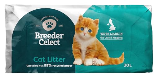 BreederCelect Recycled Paper Cat Litter, 30 L (Pack of 1),Grey von BreederCelect