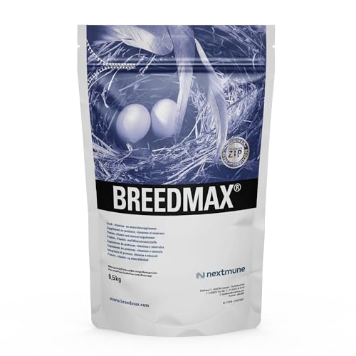 Breedmax Vogelfutter-Ergänzung für Zuchtvögel – Fruchtbarkeits- & Eifutterzusatz für Papageien, Kanarienvögel, Finken, Wellensittiche – Eiweißreich, Vitamine, Aminosäuren – 500g von Breedmax