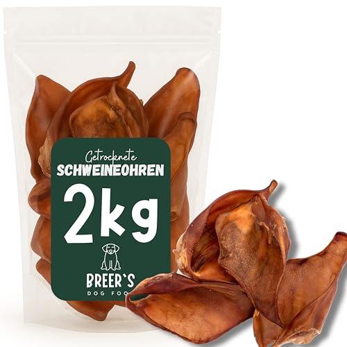 BREERs Getrocknete Schweineohren für Hunde 2 Kg Kauartikel aus Schwein, Hundeleckerli getreidefrei, Kausnack, Leckerli Hund, eigene deutsche Herstellung von Hunde Helden