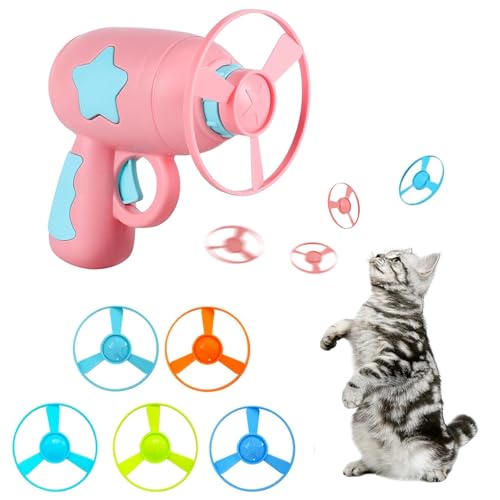 Breezy Katzenspielzeug für Indoor-Katzen, 1 PCS Spinning Launchers mit 5 PCS Flying Disc Spielzeug für Katzen & Kinder, interaktives Katzenspielzeug, BPA frei Katze jagen Spielzeug Breezy Katzenspielzeug für Indoor-Katzen, 1 PCS Spinning Launchers mit 5 PCS Flying Disc Spielzeug für Katzen & Kinder, interaktives Katzenspielzeug, BPA frei Katze jagen Spielzeug von Breezy