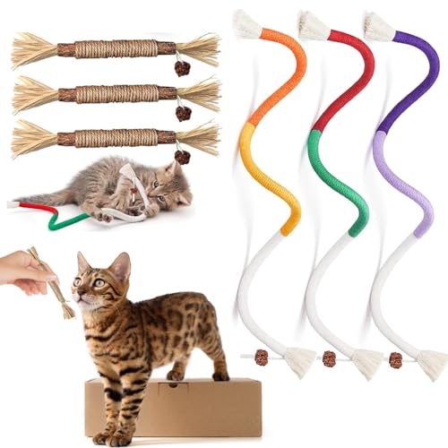 Breezy 2 Pieces cat chew Toys with 3 Biting Ropes for Cats and 3 Catnip Sticks, Interactive Biting Rope, cat Toy self-Employment with Catnip, for cat dental Care Breezy 2 Pieces cat chew Toys with 3 Biting Ropes for Cats and 3 Catnip Sticks, Interactive Biting Rope, cat Toy self-Employment with Catnip, for cat dental Care von Breezy