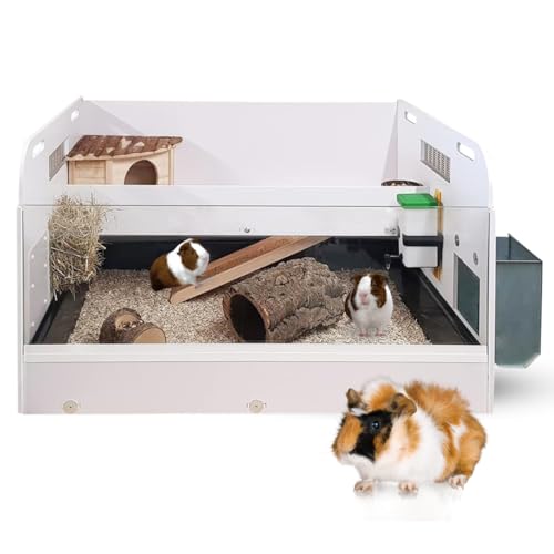 Breker Meerschweinchen Stall - 100 x 80cm - 2 Ebene - Nagerkäfig - Inklusive Kunststoff Kotwanne - Kleintierkäfig - Hohe Luftzirkulation - Unkomplizierte Montage - Erweiterbar von Breker