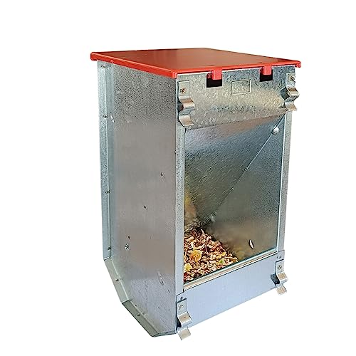 Kaninchen-Futterautomat Metall mit Deckel aus Kunststoff -1,5 kg - 1 Fressstelle - Futternapf - Futterspender für Kleintiere und Nager von Breker