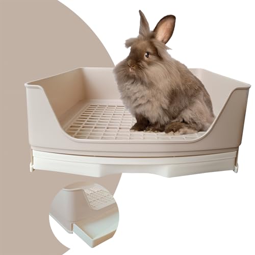 Kaninchen Toilette - Käfigtoilette - Nagertoilette mit Schublade & Bodenrost - 40 cm - beige von Breker
