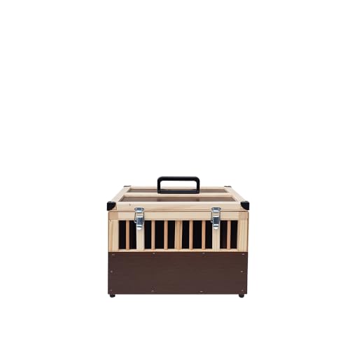 Kleintier-Transportbox aus Holz - 2 Abteilungen - je mit verschließbarem Innendeckel von Breker