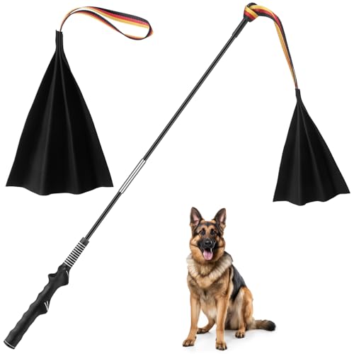 Breling 2 x Leder-Hundespielzeug für aggressive Kauer, Leder-Bisslappen für Hundetraining mit Stange, Welpenspielzeug zum Bauen von Beute-Antrieb, Zugbissgriff, Tauziehen mit Griff, 2 Stück von Breling