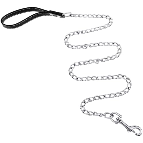 Hundeleine aus Metall für mittelgroße Hunde, robust, kaufest, mit weich gepolstertem Griff, Edelstahl, kubanische Gliederkette für große und mittelgroße Hunde Hundeleine aus Metall für mittelgroße Hunde, robust, kaufest, mit weich gepolstertem Griff, Edelstahl, kubanische Gliederkette für große und mittelgroße Hunde von Bremorou